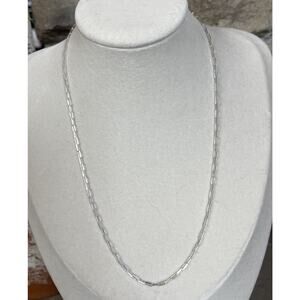 Italian 925 Sterling Silver Paperclip Chain Necklace 18” 2.5 mm Link Minimalist